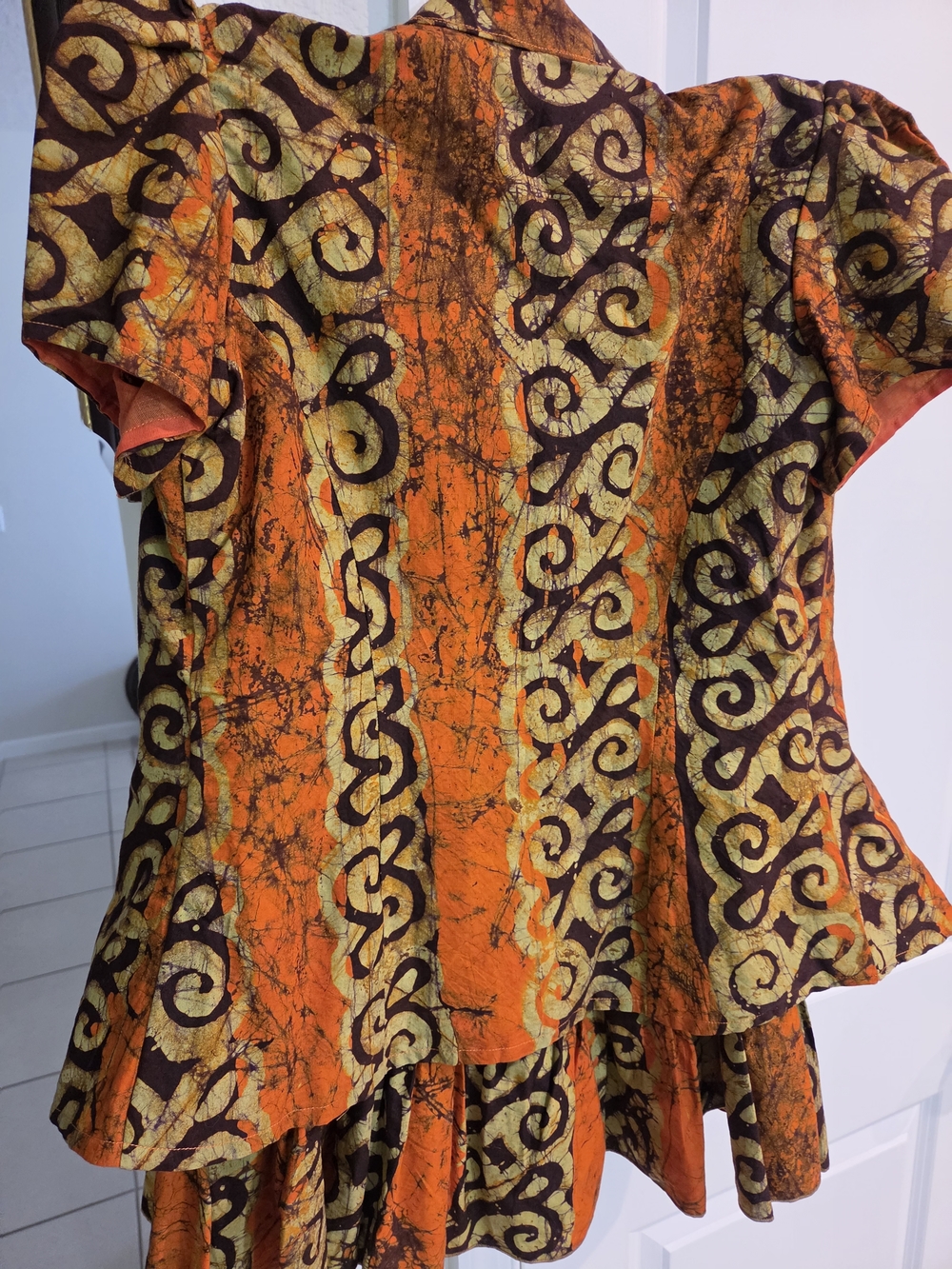 Orange & Green Printed Ruffle-Front Women’s Skirt Set - Picture 10 of 14